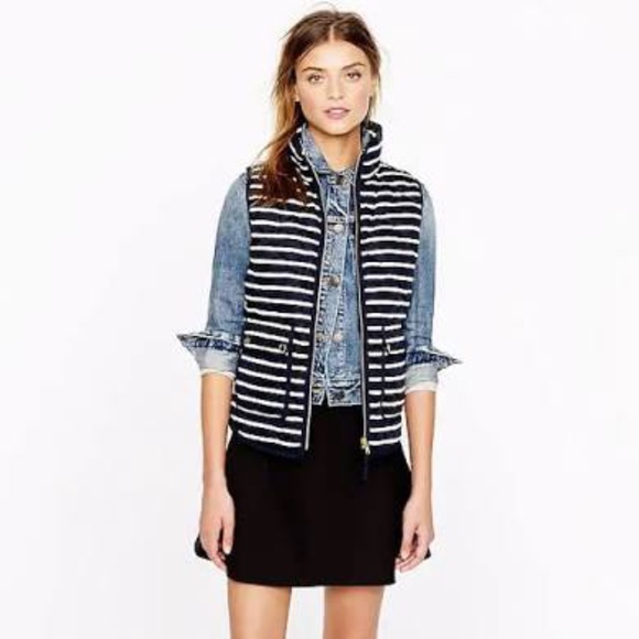 J.Crew Excursion Quilted Vest in Navy Stripe - Picture 1 of 6